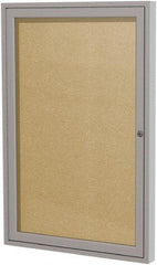 Ghent - 36" Wide x 30" High Enclosed Cork Bulletin Board - Vinyl, Caramel - Eagle Tool & Supply