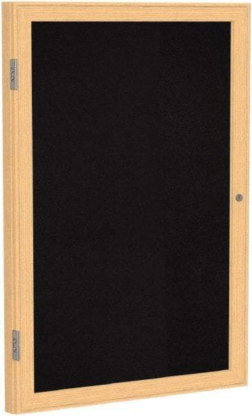 Ghent - 24" Wide x 18" High Enclosed Cork Bulletin Board - Rubber, Black - Eagle Tool & Supply