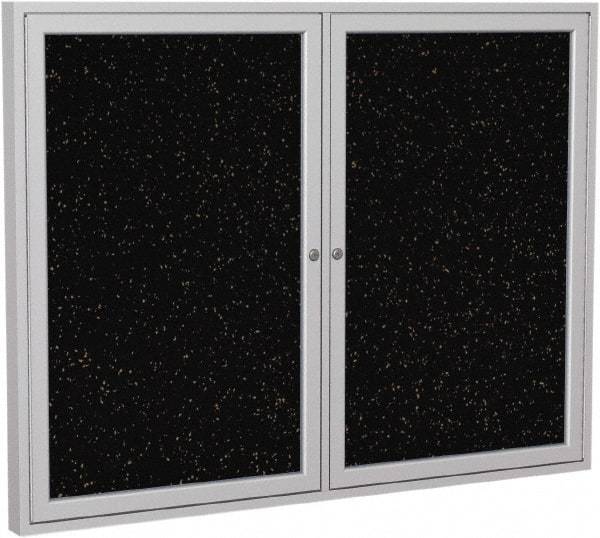 Ghent - 48" Wide x 36" High Enclosed Cork Bulletin Board - Rubber, Tan Speckled - Eagle Tool & Supply