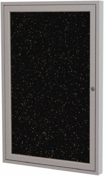 Ghent - 36" Wide x 30" High Enclosed Cork Bulletin Board - Rubber, Tan Speckled - Eagle Tool & Supply