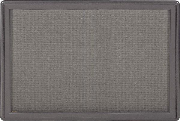 Ghent - 47" Wide x 34" High Enclosed Cork Bulletin Board - Fabric Covered, Black - Eagle Tool & Supply