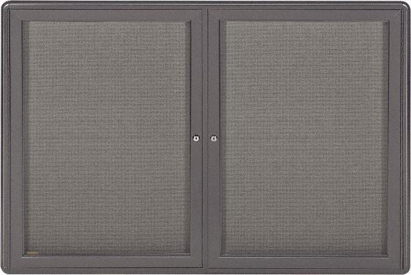 Ghent - 34" Wide x 24" High Enclosed Cork Bulletin Board - Fabric Covered, Black - Eagle Tool & Supply