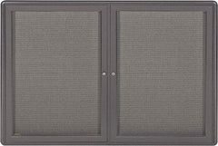 Ghent - 34" Wide x 24" High Enclosed Cork Bulletin Board - Fabric Covered, Black - Eagle Tool & Supply
