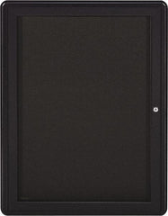 Ghent - 34" Wide x 24" High Enclosed Cork Bulletin Board - Fabric Covered, Gray - Eagle Tool & Supply