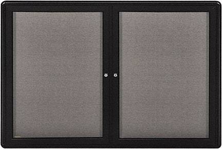 Ghent - 34" Wide x 24" High Enclosed Cork Bulletin Board - Fabric Covered, Black - Eagle Tool & Supply