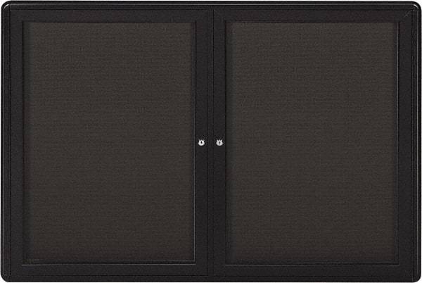 Ghent - 47" Wide x 34" High Enclosed Cork Bulletin Board - Fabric Covered, Gray - Eagle Tool & Supply