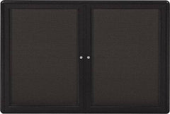 Ghent - 47" Wide x 34" High Enclosed Cork Bulletin Board - Fabric Covered, Gray - Eagle Tool & Supply