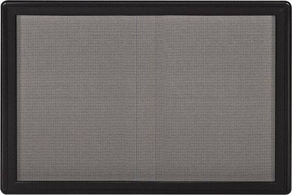 Ghent - 47" Wide x 34" High Enclosed Cork Bulletin Board - Fabric Covered, Black - Eagle Tool & Supply