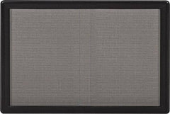 Ghent - 47" Wide x 34" High Enclosed Cork Bulletin Board - Fabric Covered, Black - Eagle Tool & Supply