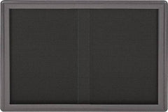 Ghent - 47" Wide x 34" High Enclosed Cork Bulletin Board - Fabric Covered, Gray - Eagle Tool & Supply