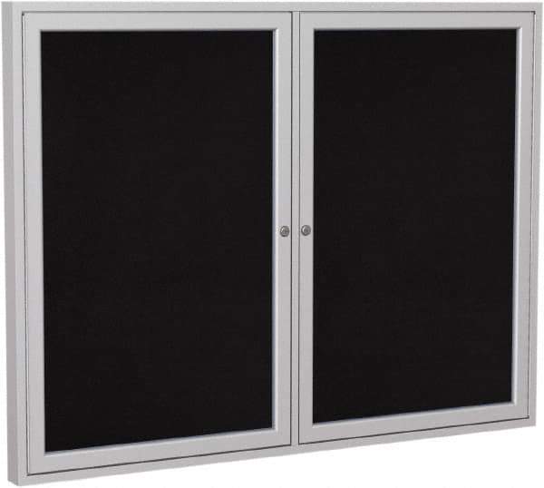 Ghent - 48" Wide x 36" High Enclosed Cork Bulletin Board - Rubber, Black - Eagle Tool & Supply