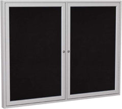 Ghent - 48" Wide x 36" High Enclosed Cork Bulletin Board - Rubber, Black - Eagle Tool & Supply
