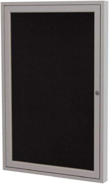 Ghent - 36" Wide x 24" High Enclosed Cork Bulletin Board - Rubber, Black - Eagle Tool & Supply