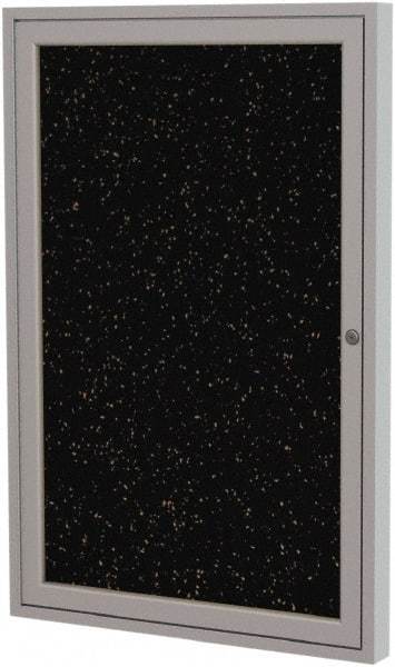 Ghent - 36" Wide x 24" High Enclosed Cork Bulletin Board - Rubber, Tan Speckled - Eagle Tool & Supply