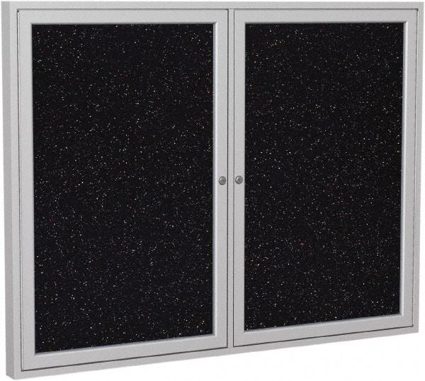 Ghent - 48" Wide x 36" High Enclosed Cork Bulletin Board - Rubber, Confetti (Color) - Eagle Tool & Supply