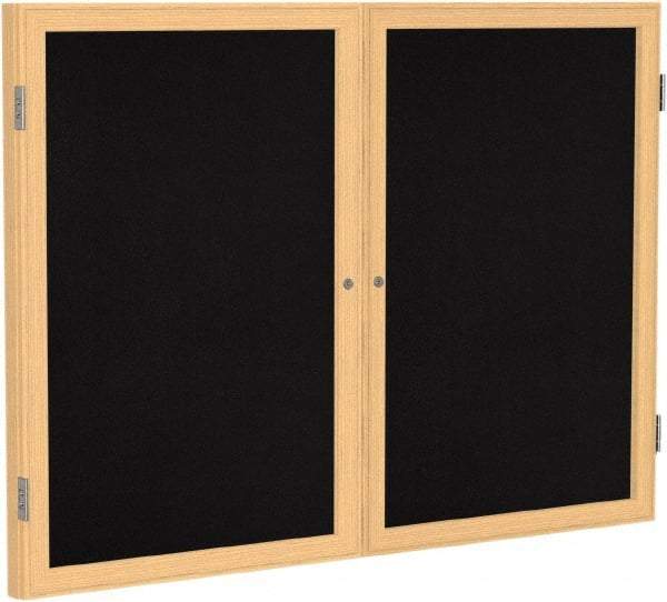 Ghent - 48" Wide x 36" High Enclosed Cork Bulletin Board - Rubber, Black - Eagle Tool & Supply