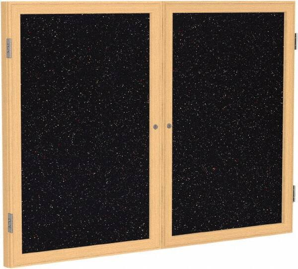 Ghent - 48" Wide x 36" High Enclosed Cork Bulletin Board - Rubber, Confetti (Color) - Eagle Tool & Supply