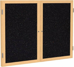 Ghent - 48" Wide x 36" High Enclosed Cork Bulletin Board - Rubber, Confetti (Color) - Eagle Tool & Supply
