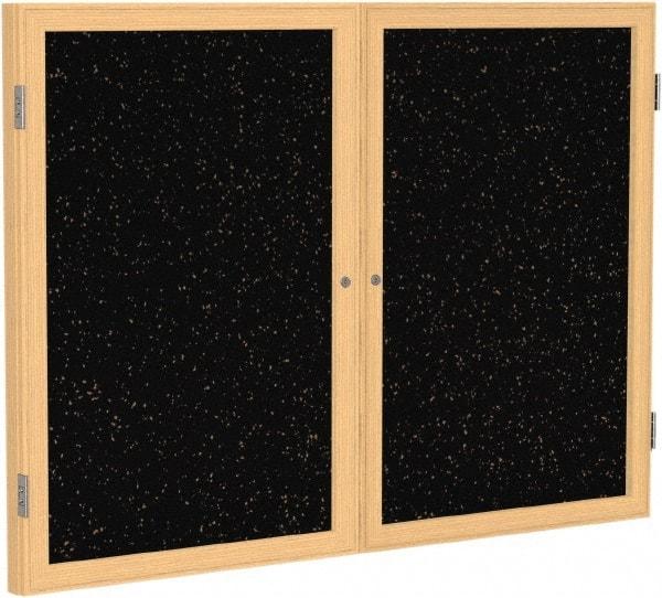 Ghent - 48" Wide x 36" High Enclosed Cork Bulletin Board - Rubber, Tan Speckled - Eagle Tool & Supply