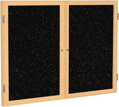 Ghent - 48" Wide x 36" High Enclosed Cork Bulletin Board - Rubber, Tan Speckled - Eagle Tool & Supply