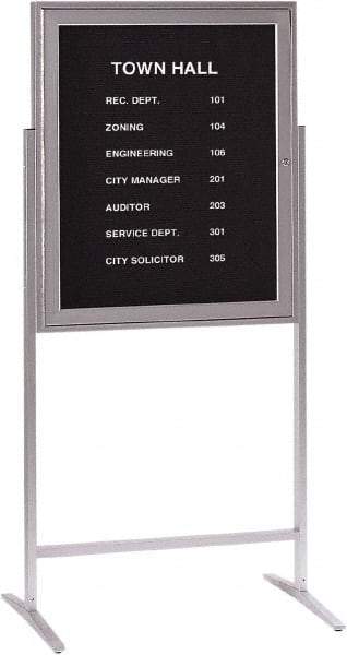 Ghent - 1 Door, 30 Inch Wide x 36 Inch High, Acrylic Enclosed Letter Board - Silver Satin - Eagle Tool & Supply