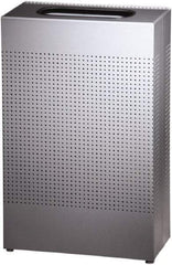 Rubbermaid - 13 Gal Silver Rectangle Decorative Waste Receptacle With Top - Steel, 30" High x 19-1/2" Long x 495.3mm Wide - Eagle Tool & Supply