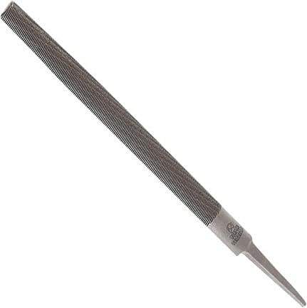 Anglo American - 10" Long, Smooth Cut, Half Round American-Pattern File - Double Cut, 0.28" Overall Thickness, Tang - Eagle Tool & Supply