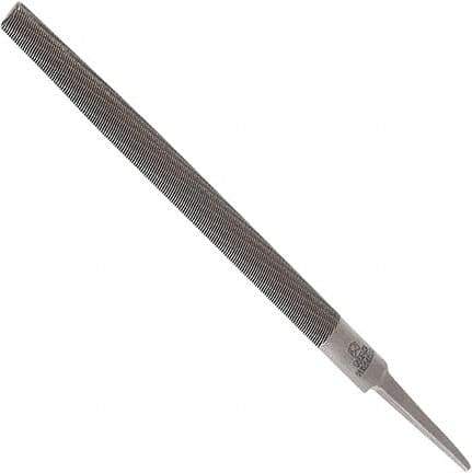 Anglo American - 14" Long, Second Cut, Half Round American-Pattern File - Double Cut, 0.37" Overall Thickness, Tang - Eagle Tool & Supply