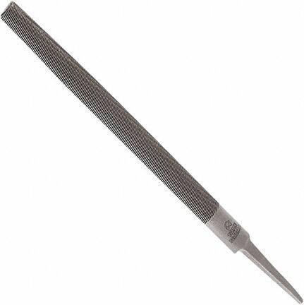 Anglo American - 12" Long, Smooth Cut, Half Round American-Pattern File - Double Cut, 0.32" Overall Thickness, Tang - Eagle Tool & Supply