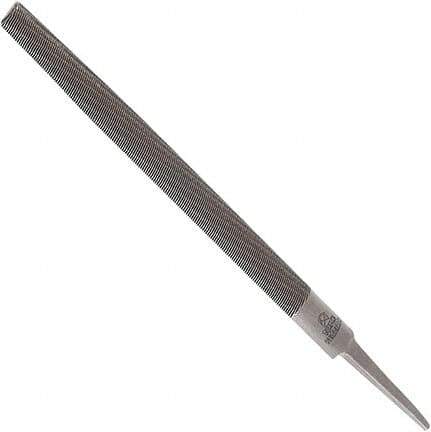 Anglo American - 12" Long, Second Cut, Half Round American-Pattern File - Double Cut, 0.32" Overall Thickness, Tang - Eagle Tool & Supply