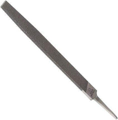 Anglo American - 12" Long, Smooth Cut, Flat American-Pattern File - Double Cut, 0.26" Overall Thickness, Tang - Eagle Tool & Supply