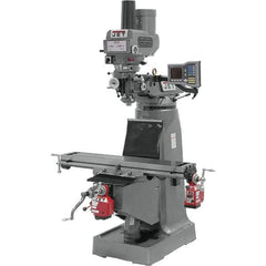 Jet - 9" Table Width x 49" Table Length, Variable Speed Pulley Control, 3 Phase Knee Milling Machine - R8 Spindle Taper, 3 hp - Eagle Tool & Supply