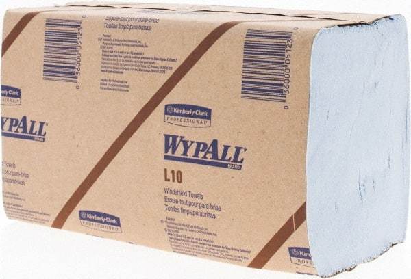 WypAll - L10 Dry Glass & Lens Wipes - 9" x 10-1/4" Sheet Size, Blue - Eagle Tool & Supply