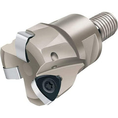 Walter - 21° Lead Angle, 50mm Max Cut Diam, 32mm Min Cut Diam, 2mm Max Depth of Cut, Indexable Chamfer & Angle End Mill - 4 Inserts, P23696 Insert Style, 80mm OAL, Through Coolant, Threaded Shank - Eagle Tool & Supply