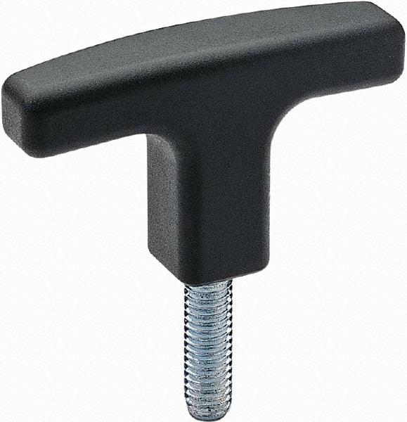 Elesa - 3-1/8" Head Length, Threaded Stem T Handle - Black - Eagle Tool & Supply