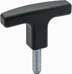 Elesa - 3-1/8" Head Length, Threaded Stem T Handle - Black - Eagle Tool & Supply
