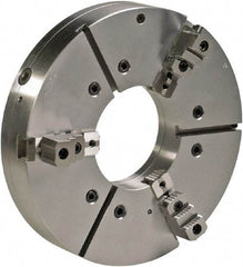 Bison - 3 Jaws, 32" Diam, Self Centering, Manual, Heavy Duty Oil Country Lathe Chuck - A2-15 Mount Spindle, Adjustable, 1,108 Max RPM, 10-3/4" Through Hole Diam, Forged Steel - Eagle Tool & Supply
