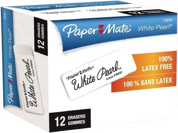 Paper Mate - Rectangle Rubber Eraser - White - Eagle Tool & Supply