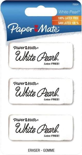 Paper Mate - Rectangle Rubber Eraser - White - Eagle Tool & Supply