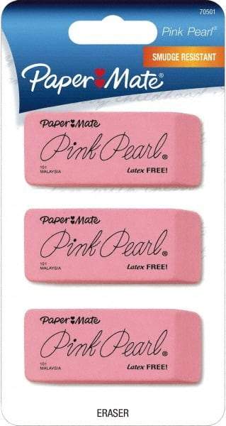 Paper Mate - Rectangle Rubber Eraser - Pink - Eagle Tool & Supply