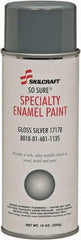 Ability One - Aluminum (Color), Gloss, Enamel Spray Paint - 12 to 15 Sq Ft per Can, 16 oz Container, Use on Masonry - Eagle Tool & Supply