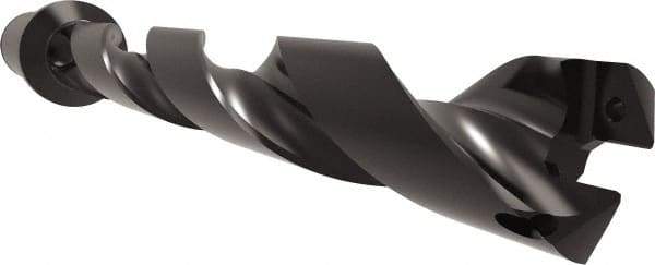 Allied Machine and Engineering - Series 32, 32 to 35mm Diam, 1-1/2" Diam Straight Shank with Flange, Helical Flute Spade Drill - 9-41/64" Max Depth, 11-23/32" Body Length, 14-13/32" OAL, Standard Length, Through Coolant - Eagle Tool & Supply