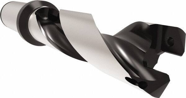 Allied Machine and Engineering - Series 26, 26 to 28.99mm Diam, 32mm Diam Straight Shank with Flange, Helical Flute Spade Drill - 87mm Max Depth, 128.1mm Body Length, 188.1mm OAL, Standard Length, Through Coolant - Eagle Tool & Supply