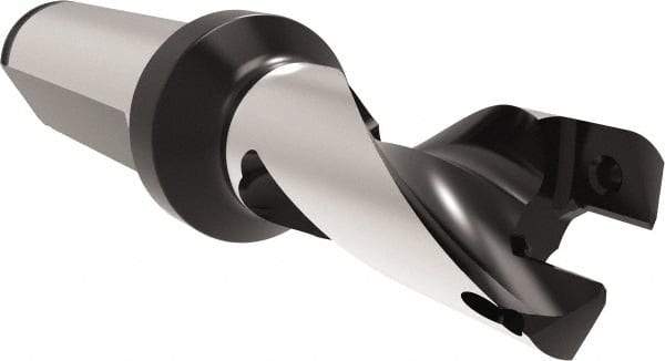 Allied Machine and Engineering - Series 16, 16 to 16.99mm Diam, 20mm Diam Straight Shank with Flange, Helical Flute Spade Drill - 21mm Max Depth, 50.8mm Body Length, 100.8mm OAL, Short Length, Through Coolant - Eagle Tool & Supply