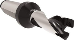Allied Machine and Engineering - Series 11, 11 to 11.99mm Diam, 16mm Diam Straight Shank with Flange, Helical Flute Spade Drill - 16mm Max Depth, 42.6mm Body Length, 90.7mm OAL, Short Length, Through Coolant - Eagle Tool & Supply