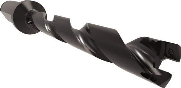 Allied Machine and Engineering - Series 11, 11 to 12mm Diam, 5/8" Diam Straight Shank with Flange, Helical Flute Spade Drill - 3-19/64" Max Depth, 4-11/32" Body Length, 6-7/32" OAL, Standard Length, Through Coolant - Eagle Tool & Supply
