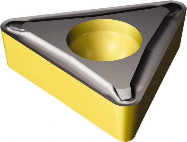 Sandvik Coromant - TCMT21.51 UF Grade 3210 Carbide Turning Insert - TiCN/AI2O3/TiN Finish, 60° Triangle, 1/4" Inscr Circle, 3/32" Thick, 1/64" Corner Radius - Eagle Tool & Supply