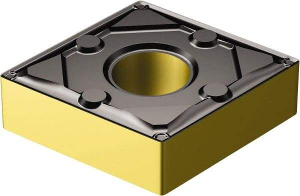 Sandvik Coromant - CNMG431 WF Grade 3225 Carbide Turning Insert - TiCN/AI2O3/TiN Finish, 80° Diamond, 1/2" Inscr Circle, 3/16" Thick, 1/64" Corner Radius - Eagle Tool & Supply