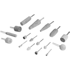 3M - 3/8" Head Diam x 3/4" Thickness, B52, Pointed End, Aluminum Oxide Mounted Point - Gray, Coarse Grade, 45,300 RPM - Eagle Tool & Supply