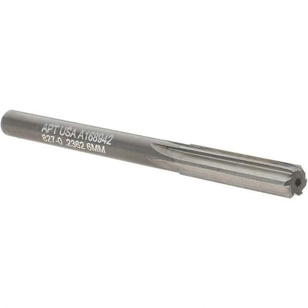 Alvord Polk - 6mm Solid Carbide 6 Flute Chucking Reamer - Straight Flute, Straight Shank, 1" Flute Length, 3" OAL - Eagle Tool & Supply